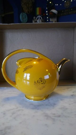 Hall Vintage Tea Pot Orange And Gold