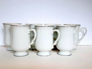7 Crown Victoria Lovelace White Flowers Fine China Mugs Cups 4.  5 