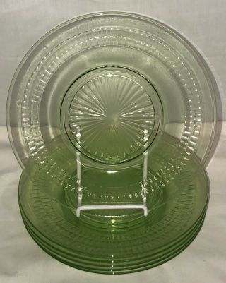 6 Anchor Hocking Roulette/ Many Windows Green 8 1/2 " Luncheon Plates