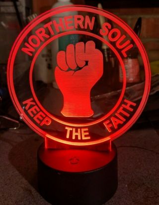Northern Soul Keep The Faith Acrylic Engraved Led Lamp
