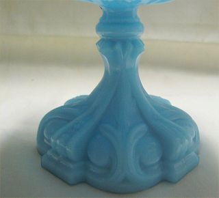 Opaque Blue Milk Glass Pressed Glass Footed Compote 3