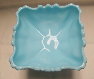 Opaque Blue Milk Glass Pressed Glass Footed Compote 4