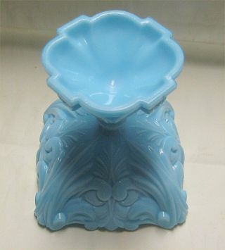 Opaque Blue Milk Glass Pressed Glass Footed Compote 5