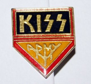 Kiss Vintage Band Army Logo Metal Enamel Pin Badge Button 1980 Tour Aucoin Era