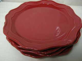 Princess House Pavillion Berry Red Dinner Plates 2229 - Set Of 4 -