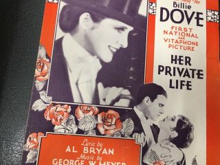 Billie Dove & Walter Pidgeon 1929 movie sheet music,  1st Nat Vitaphone pre - code 2