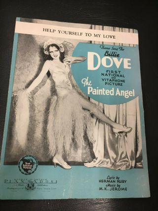 Billie Dove 1929 Movie Sheet Music,  Painted Angel - 1st Nat Vitaphone Pre - Code