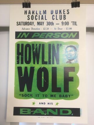 Howlin Wolf Harlem Dukes Social Club 1964 Gig Poster 45cm X 30cm