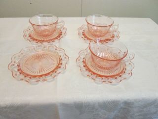 Anchor Hocking Old Colony/laced Edge 3 Cups And 4 Saucers