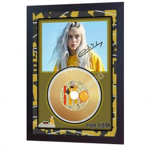 Billie Eilish Bellyache Mini Gold Vinyl Cd Record Signed Framed Photo Print