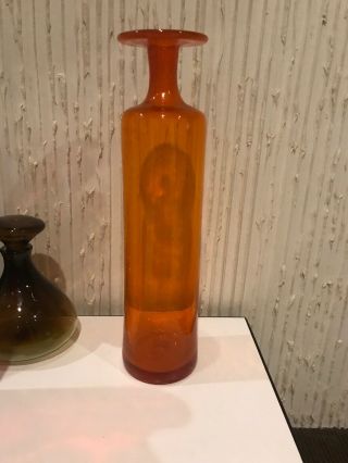 1960s Greenwich Flint Craft Orange Tall Vase or Decanter Bottom Tom Connelley 2