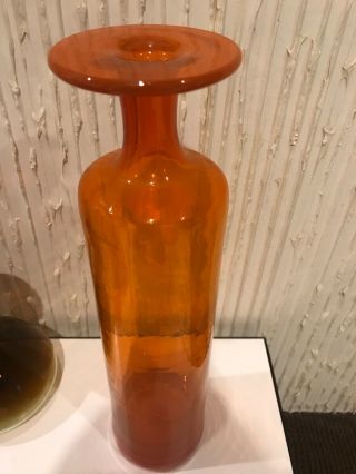 1960s Greenwich Flint Craft Orange Tall Vase or Decanter Bottom Tom Connelley 3