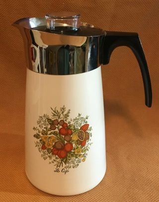 Vintage Corning Ware Spice of Life 10 Cup Stove Top Coffee Percolator 2