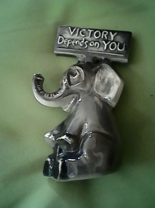 Vintage McCoy Elephant Political Figurine Victory Depends on You 5