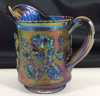 Imperial Carnival Glass Lustre Rose Amethyst Purple Pitcher Wow Colors Rare