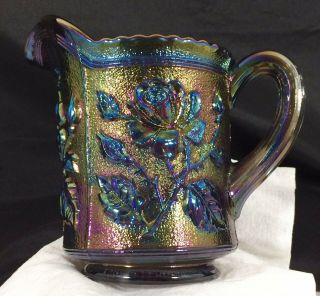 Imperial Carnival Glass LUSTRE ROSE Amethyst Purple Pitcher WOW Colors RARE 4