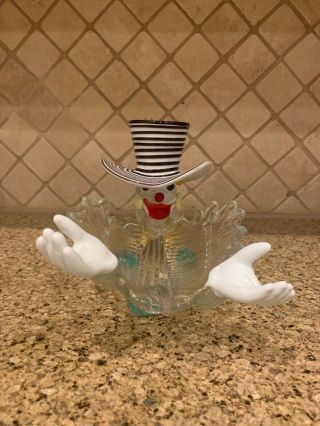 Vintage Murano Glass Clown Candy Dish/bowl Footed