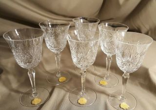 6 Echt Bleikristall Wine Water Goblet Glass Crystal,  German 1960 