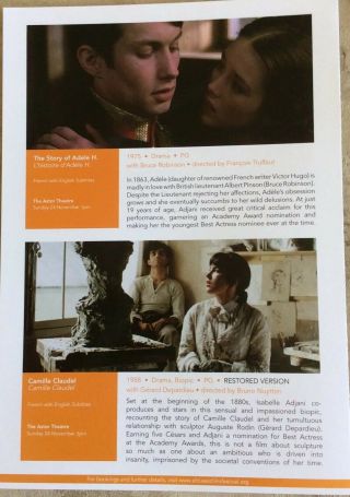 Promotional Movie Flyer Isabella Adjani A Retrospective NOT A DVD 3