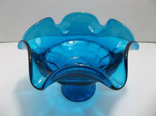 Vintage Lenox IMPERIAL Glass TURQUOISE Blue Compote CANDY DISH 2