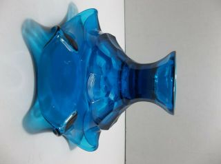 Vintage Lenox IMPERIAL Glass TURQUOISE Blue Compote CANDY DISH 3