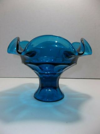 Vintage Lenox IMPERIAL Glass TURQUOISE Blue Compote CANDY DISH 6