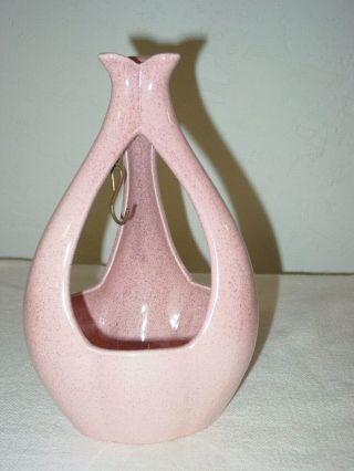 Vintage RED WING Pink Speckled MCM Pottery PLANTER M - 1487 & Hanging Chain EXC 2