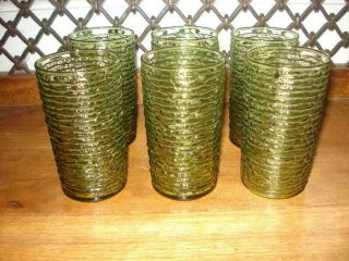 Vintage Anchor Hocking Avocado Soreno 12 Oz Ice Tea Water Glasses Tumblers