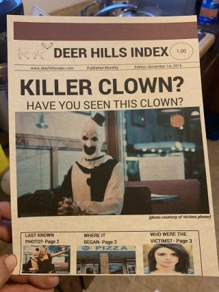Art The Clown Terrifier News Print