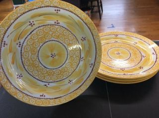 Temptations Old World Yellow Set Of 3 10.  5 Inch Dinner Plates E1