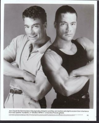 Jean - Claude Van Damme Closeup Double Impact 1991 Vintage Movie Photo 37962