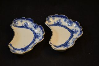 John Maddock England Hamilton Pattern Flow Blue Set Of 2 Bone Dishes