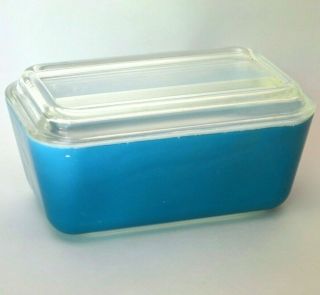Vintage Pyrex Blue Primary Color Covered Refrigerator Dish 502 Ribbed Lid 502 - C