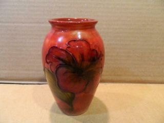 Moorcroft Flambe Hibiscus Flower Small Vase Vintage