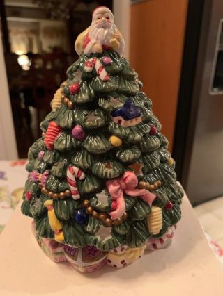 Spode Christmas Tree Figural Hand Painted Tea Light Candle Holder Rare