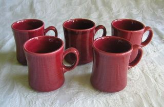 Metlox Colorstax Cranberry Mugs Set Of 5 Exc