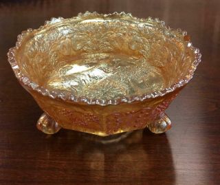 Antique Fenton Carnival Glass Marigold Panther And Butterfly Berry Bowl Rare