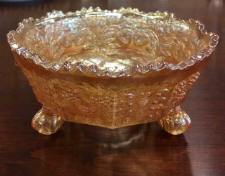 Antique Fenton Carnival Glass Marigold Panther and Butterfly Berry Bowl Rare 2
