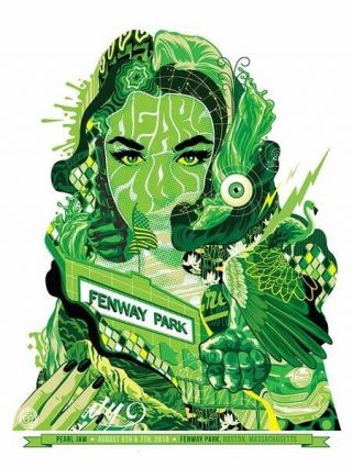 Pearl Jam Poster Fenway Park Boston,  Ma 2016 Tristan Eaton