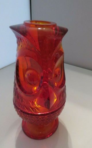 Vintage Art Glass Ruby - Red Owl By Viking Fairy Lamp Amberina Colorful And Classy