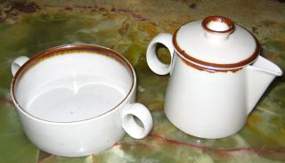 Vtg 70s Dansk Denmark Brown Mist Cream Pitcher Creamer Sugar Bowl Set Dinnerware