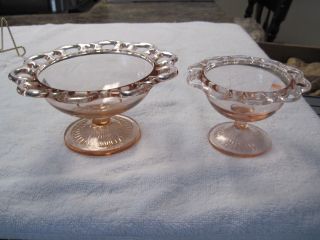Old Colony Lace Edge Depression Glass Pink Comport And Sherbet