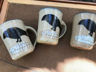 Monroe Salt Pottery Maine Crow Mugs