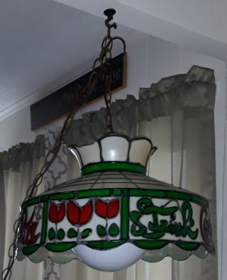 Vintage Coca - Cola Tiffany Style Hanging Lamp - Light Fixture