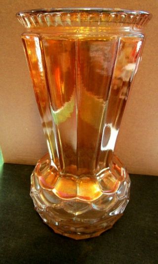 Scarce English Royal Pineapple Marigold Carnival Glass Vase - No Damage