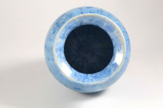PNW Signed Crystalline Crackle Glaze Studio Art Pottery Blue Handcrafted Vase 5