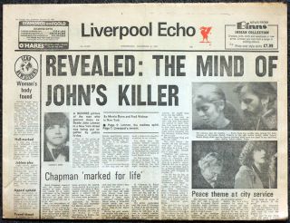 Liverpool Echo Newspaper 10 Dec 1980 The Beatles John Lennon Shot Dead Headline