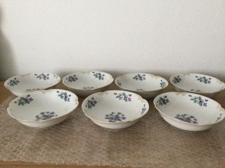 Vintage Antique Crescent Fine China Viola Fruit Dessert Bowls Set Of 7 Rare Find