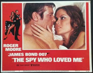 Roger Moore As 007 J.  Bond Barbara Bach In Bed Spy Who Loved Me Lobby Card 2803