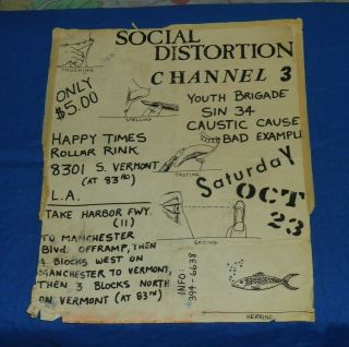 Vintage Punk Flyer Social Distortion Channel 3 Youth Brigade Sin 34
